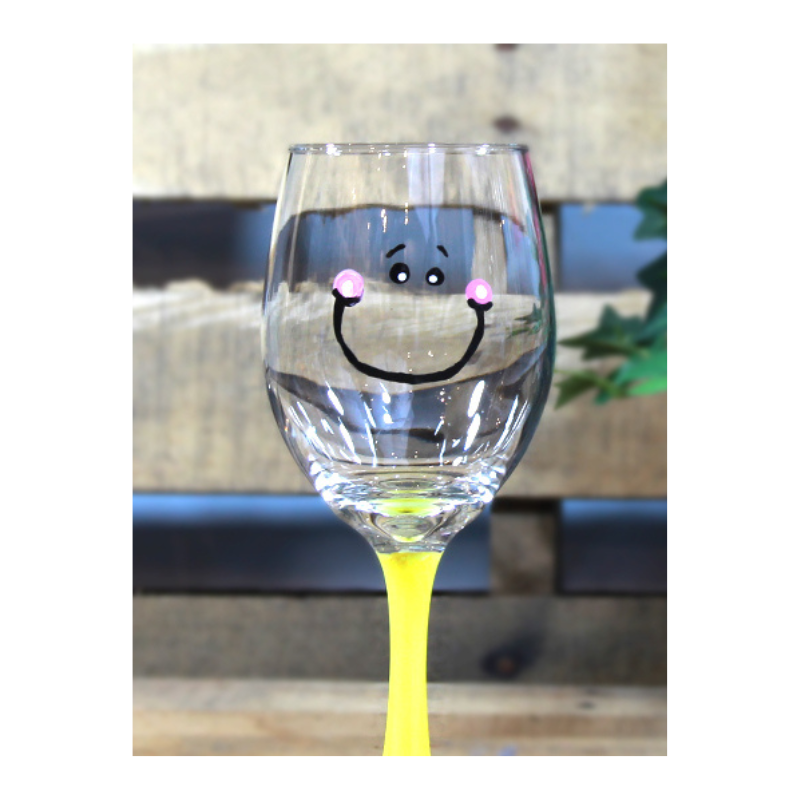Tipsy - Wine Glass - Drunk Smiley