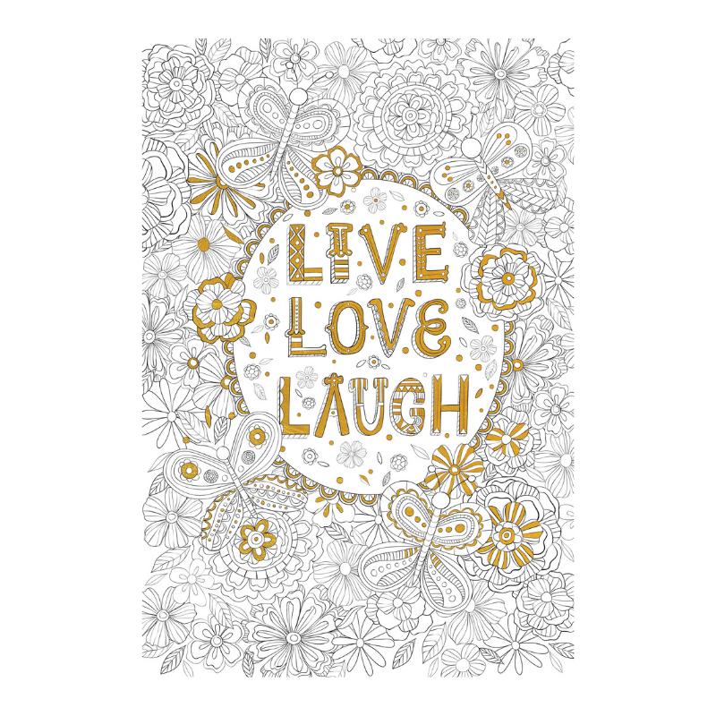 Peter Pauper Live Love Laugh Gold Foil Colouring Poster