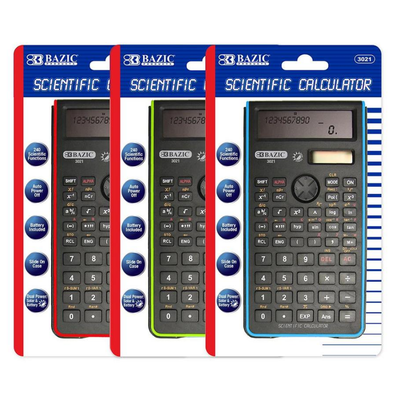 BAZIC 240 Function Coloured Scientific Calculator w/ Slide-On Case