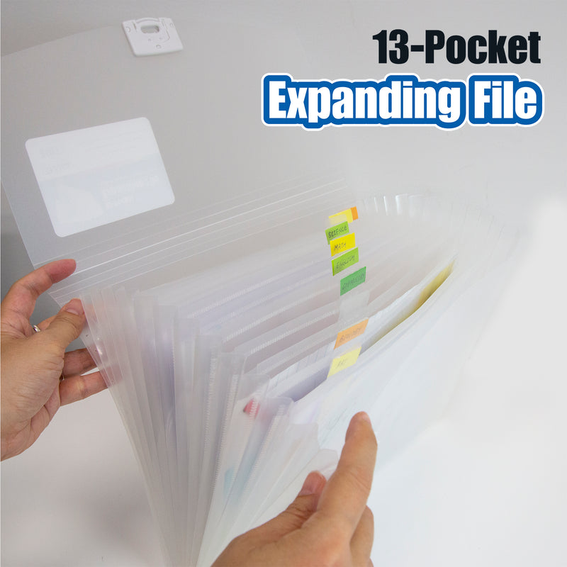 BAZIC 13 Pocket Translucent Poly Letter Size Expanding File