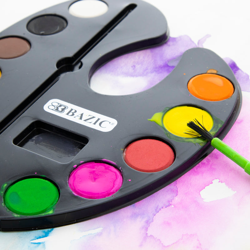 BAZIC 12 Colour Watercolour Paint with Brush
