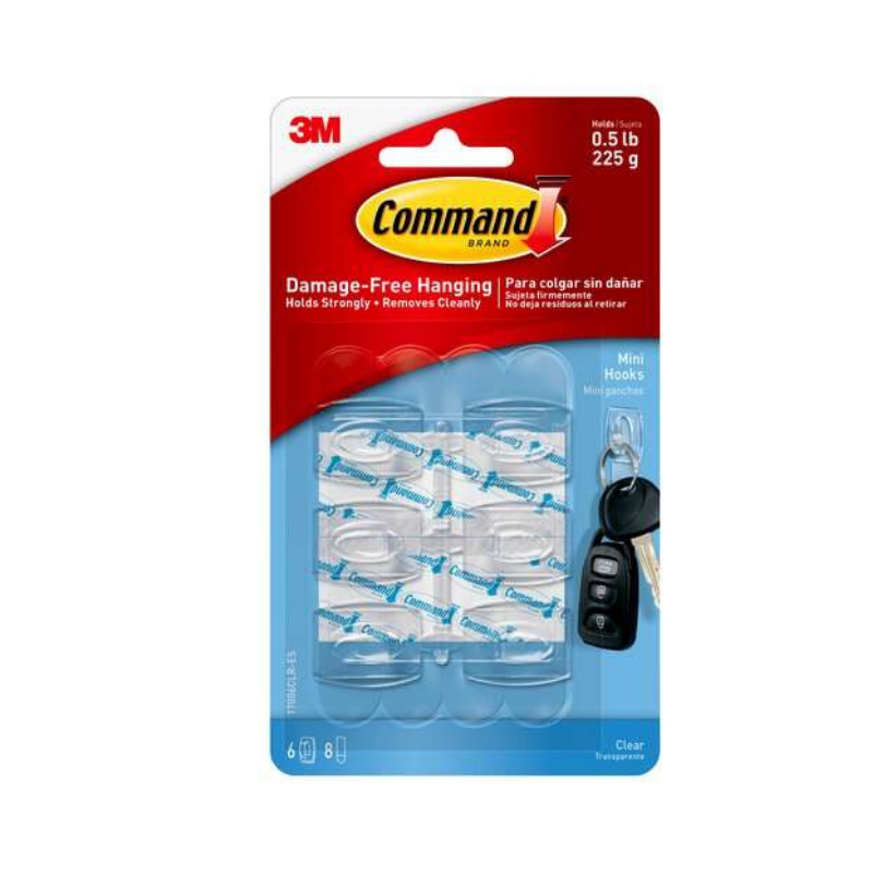 3M Command Clear Mini Hooks (6/Pack)