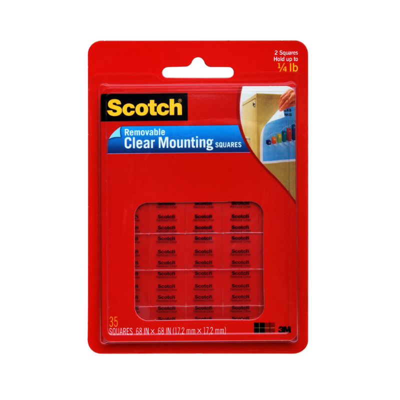 3M Scotch 0.68" X 0.68" Clear Mounting Square (35/Pack)