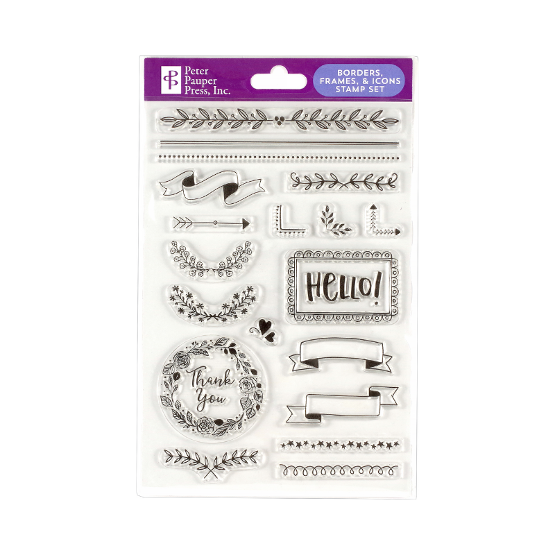 Peter Pauper Borders, Frames & Icons Clear Stamp Set
