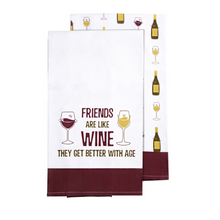 Load image into Gallery viewer, Pavilion 2pc Tea Towel Gift Set - Friends Are Like Wine
