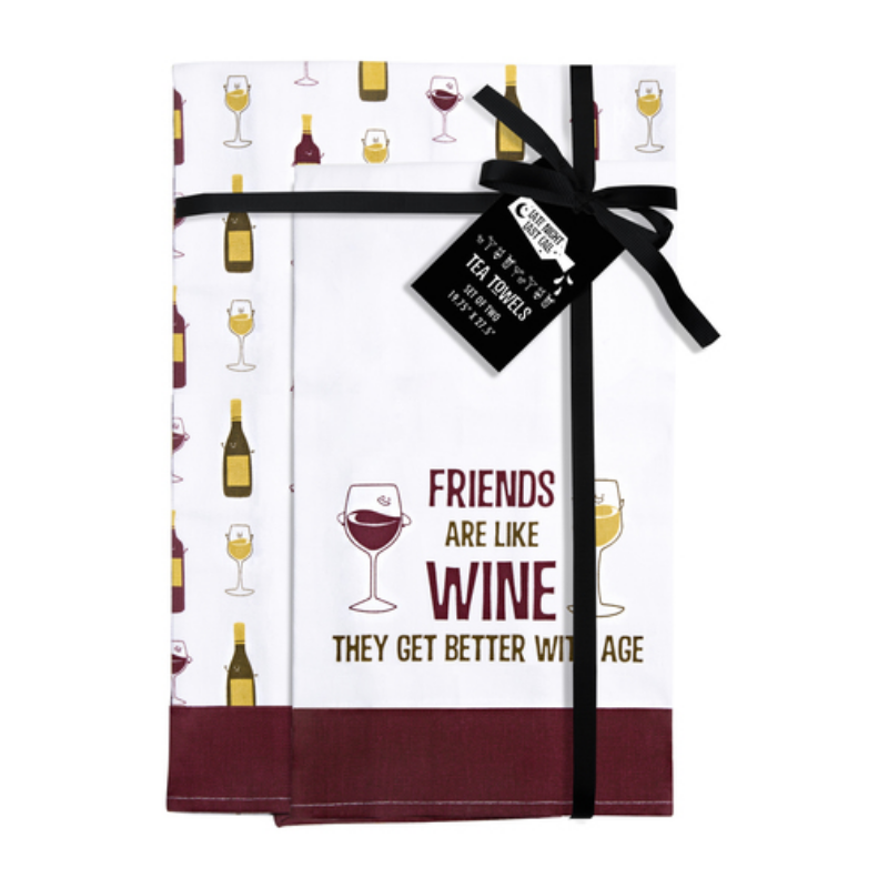 Pavilion 2pc Tea Towel Gift Set - Friends Are Like Wine