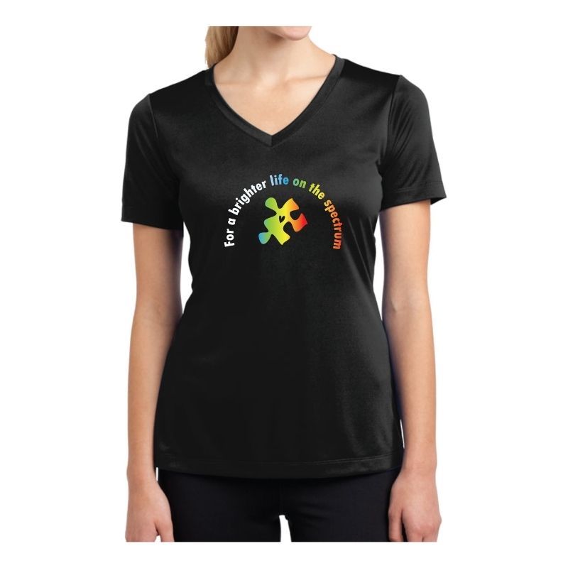 Autism Awareness Ladies Competitor V-Neck T-Shirt - Brighter Life