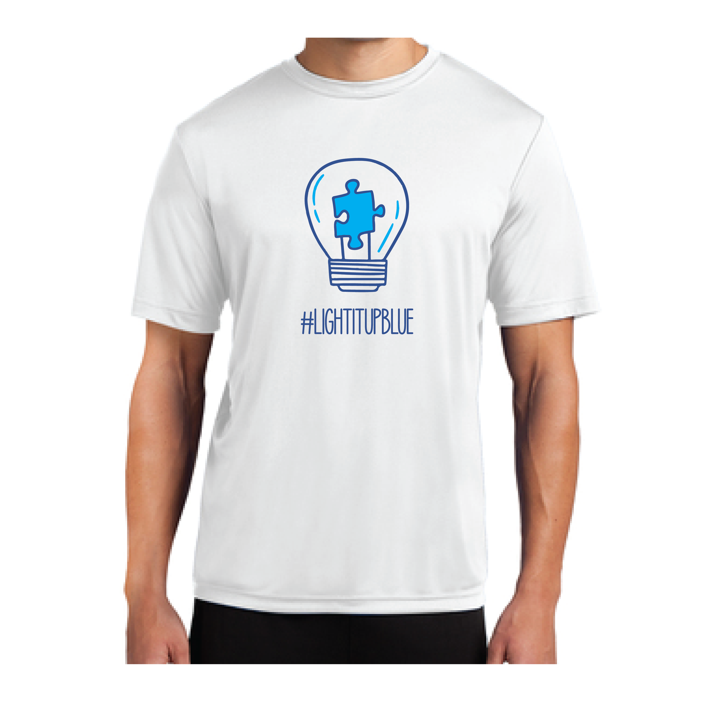 Autism Awareness Mens Competitor T-Shirt - #LightItUpBlue