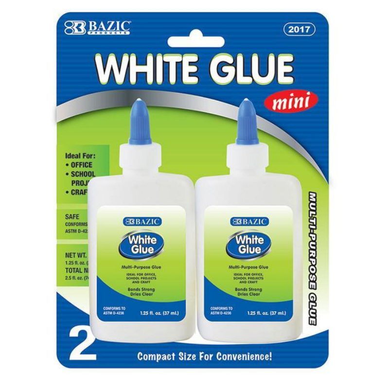 BAZIC 1.25 Oz. (37mL) White Glue (2/Pack)