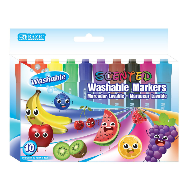 BAZIC 10 Color Washable Scented Markers
