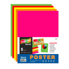 Load image into Gallery viewer, BAZIC 11&quot; X 14&quot; Multi Color Fluorescent Poster Board (5/Pack)

