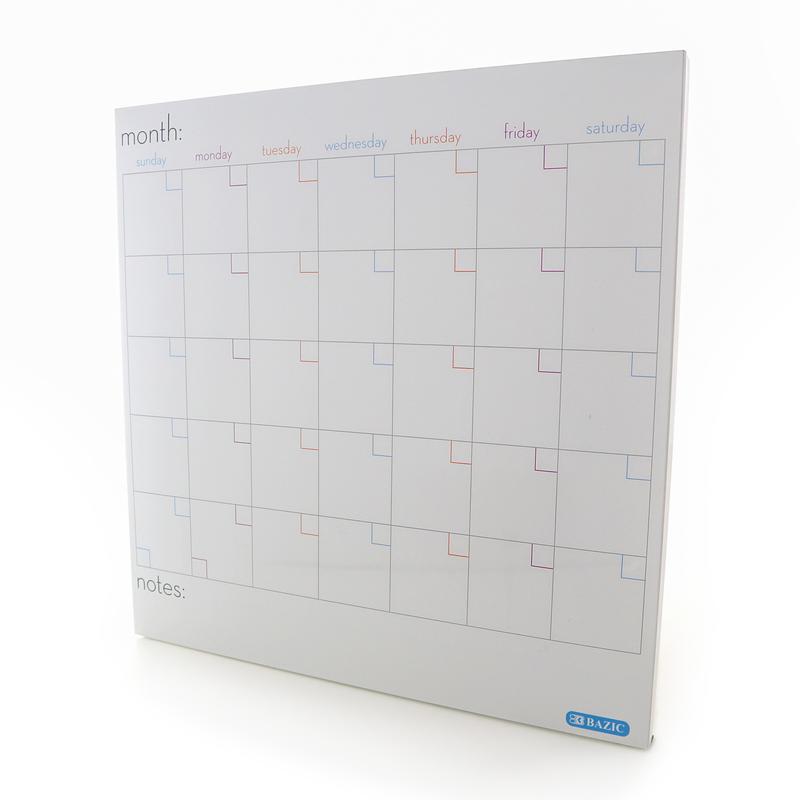 BAZIC 14" x 14" Magnetic Dry Erase Calendar Tile