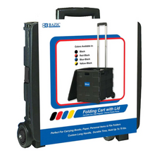 Load image into Gallery viewer, BAZIC 16&quot; X 18&quot; X 15&quot; Foldable Rolling Cart with Lid Cover - Black
