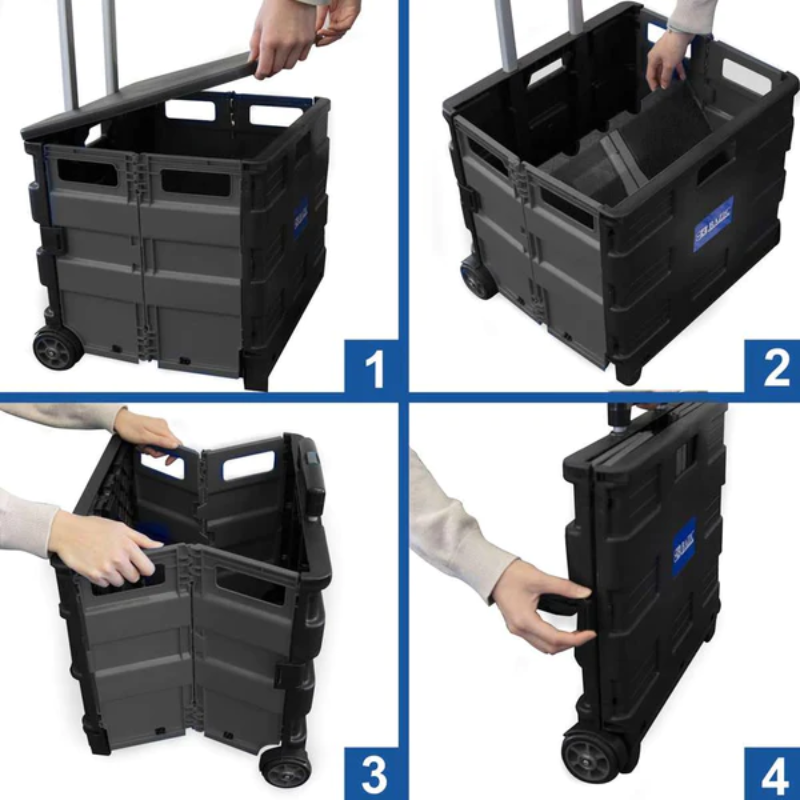 BAZIC 16" X 18" X 15" Foldable Rolling Cart with Lid Cover - Black