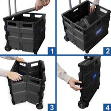 Load image into Gallery viewer, BAZIC 16&quot; X 18&quot; X 15&quot; Foldable Rolling Cart with Lid Cover - Black
