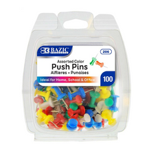 Load image into Gallery viewer, BAZIC 1&quot; Assorted Color Push Pins (100/Pack)
