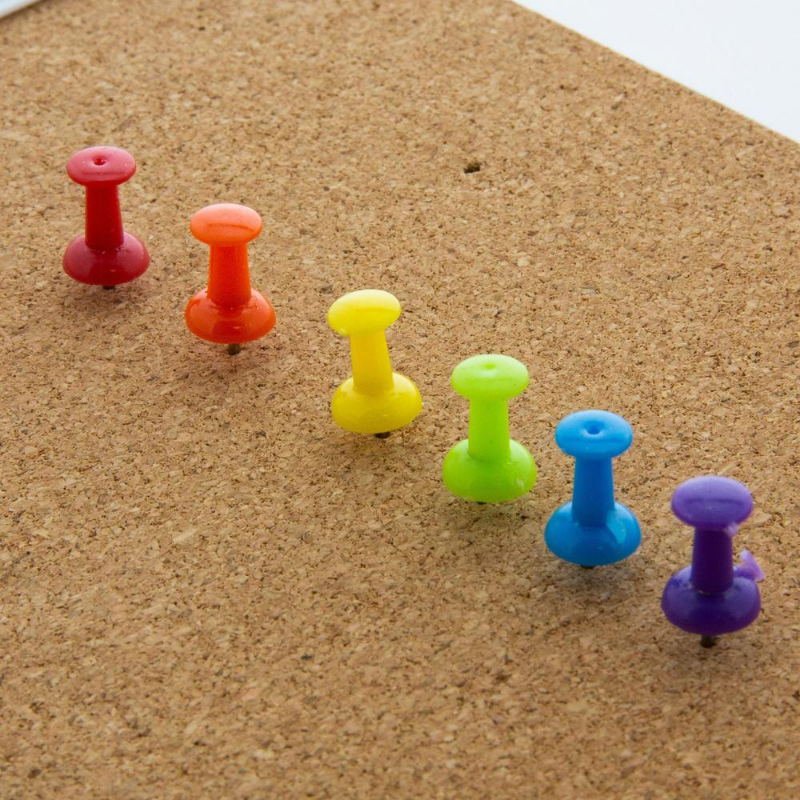 BAZIC 1" Assorted Color Push Pins (100/Pack)