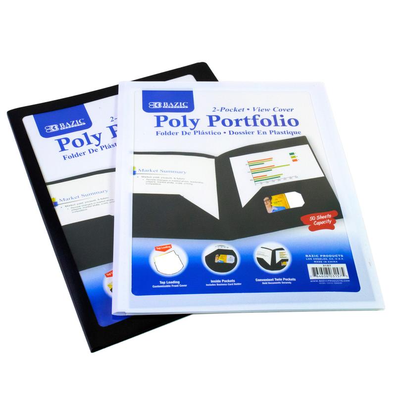 BAZIC 2-Pockets Poly Portfolio w/ View Cover