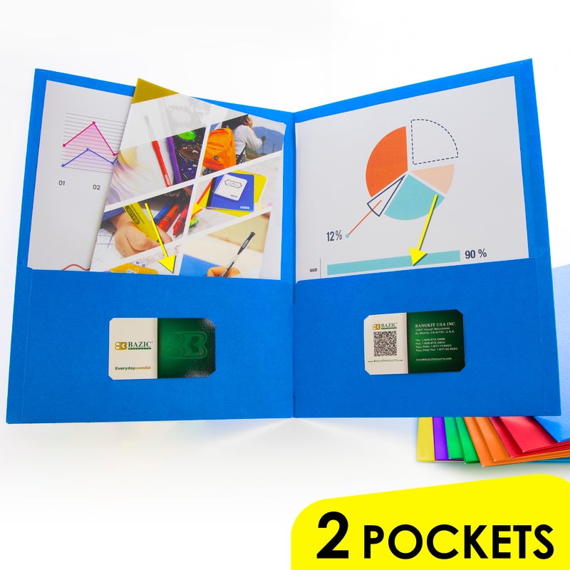 BAZIC 2-Pocket Portfolio - Assorted Colours