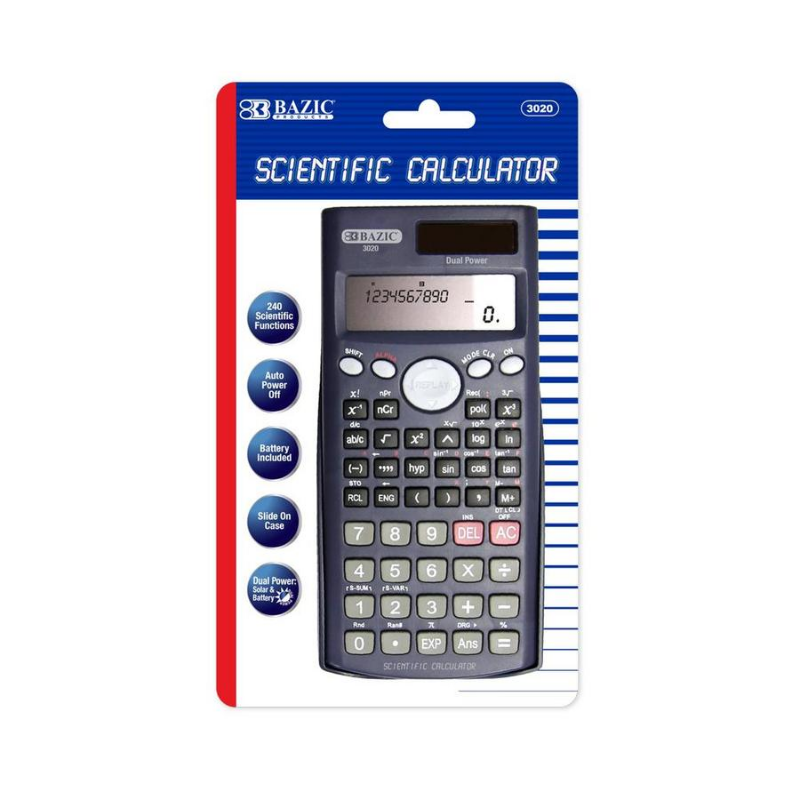 BAZIC 240 Function Scientific Calculator w/ Slide-On Case