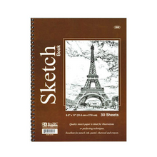 Load image into Gallery viewer, BAZIC 8.5&quot; X 11&quot; Side Bound Spiral Premium Sketch Book (30 Sheets)
