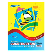 Load image into Gallery viewer, BAZIC 9&quot; X 12&quot; Construction Paper Pad (32 Sheets)
