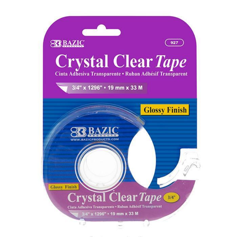 BAZIC 3/4" X 1296" Crystal Clear Tape w/ Dispenser