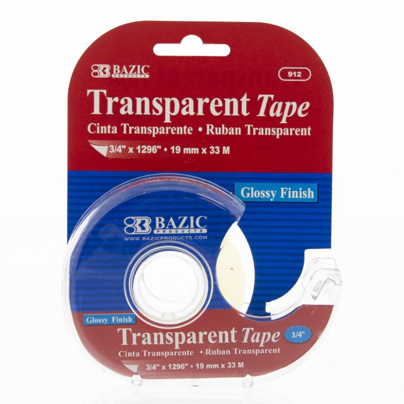 BAZIC 3/4" X 1296" Transparent Tape w/ Dispenser