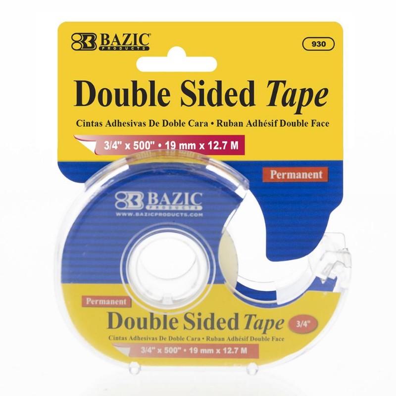 BAZIC 3/4" X 500" Double Sided Permanent Tape w/ Dispenser