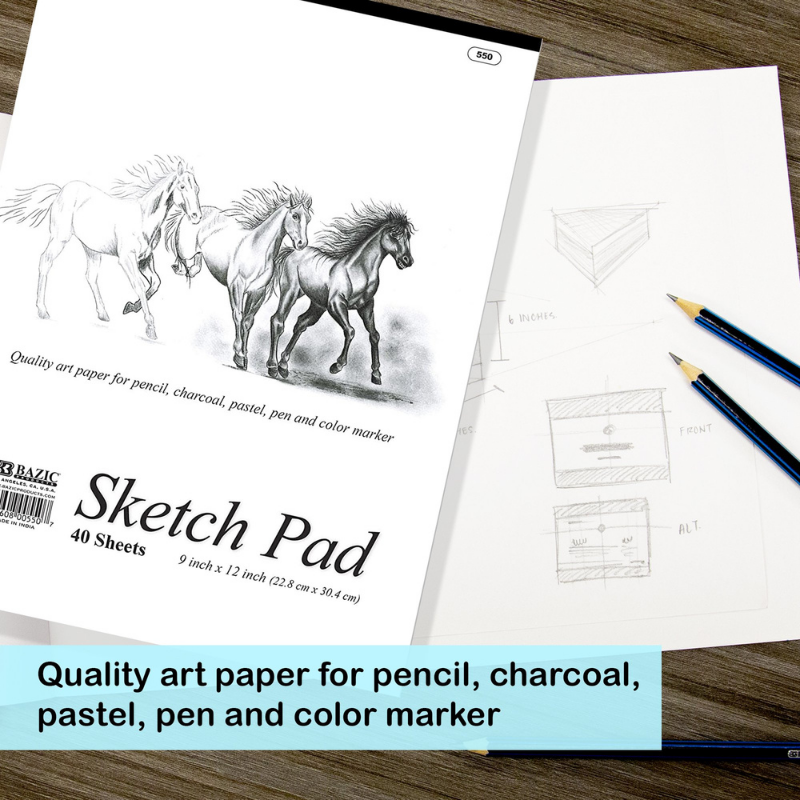 BAZIC 9" X 12" Premium Sketch Pad (40 Sheets)