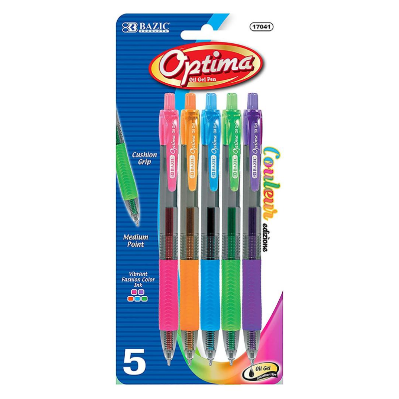 BAZIC 5 Color Optima Oil-Gel Ink Retractable Pen