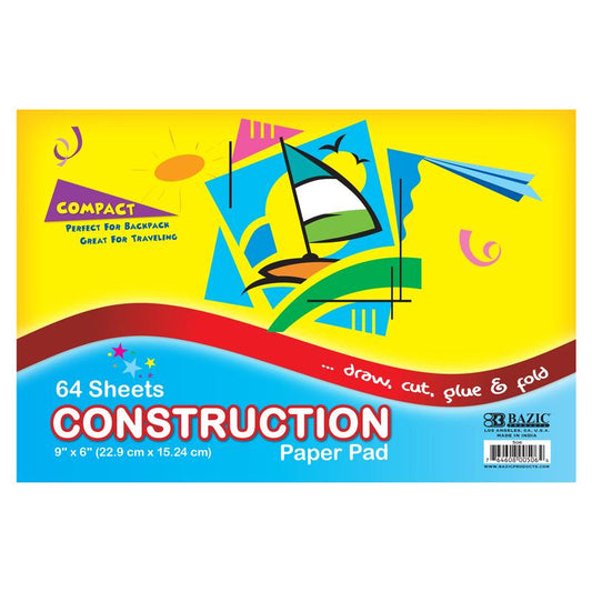 BAZIC 6" X 9" Mini Construction Paper Pad (64 Sheets)