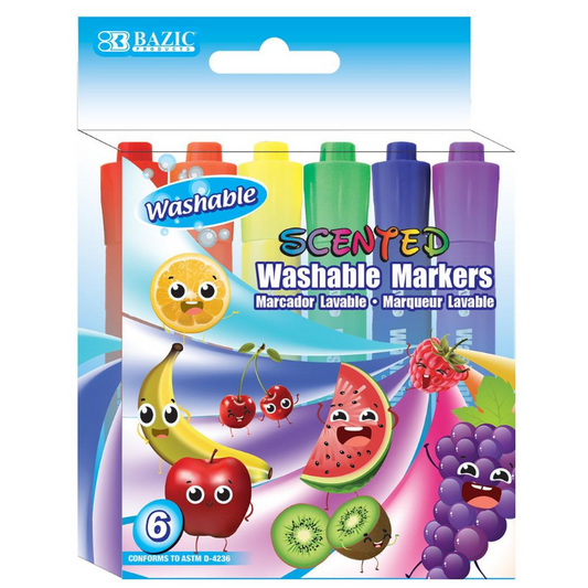 BAZIC 6 Colour Washable Scented Markers