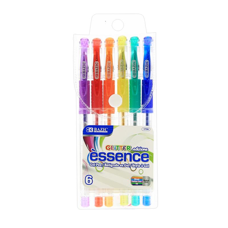 BAZIC 6 Glitter Color Essence Gel Pen w/ Cushion Grip