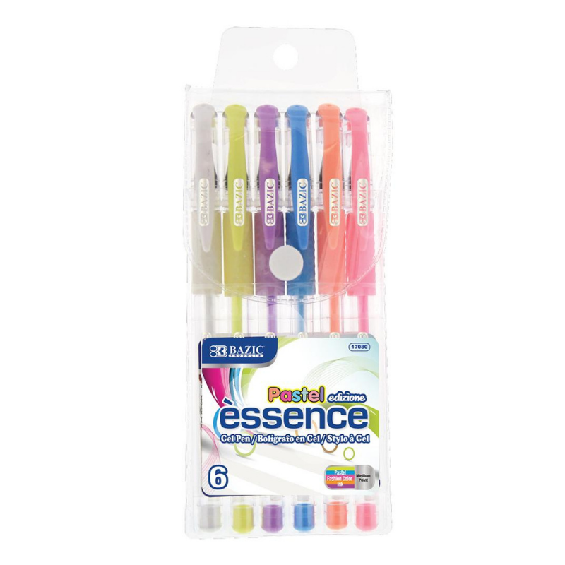 BAZIC 6 Pastel Color Essence Gel Pen w/ Cushion Grip