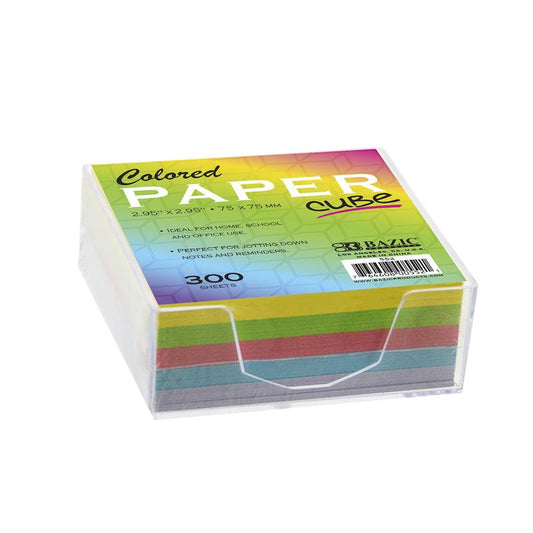 BAZIC 75mm X 75mm 300 Ct. Color Paper Cube w/ Tray