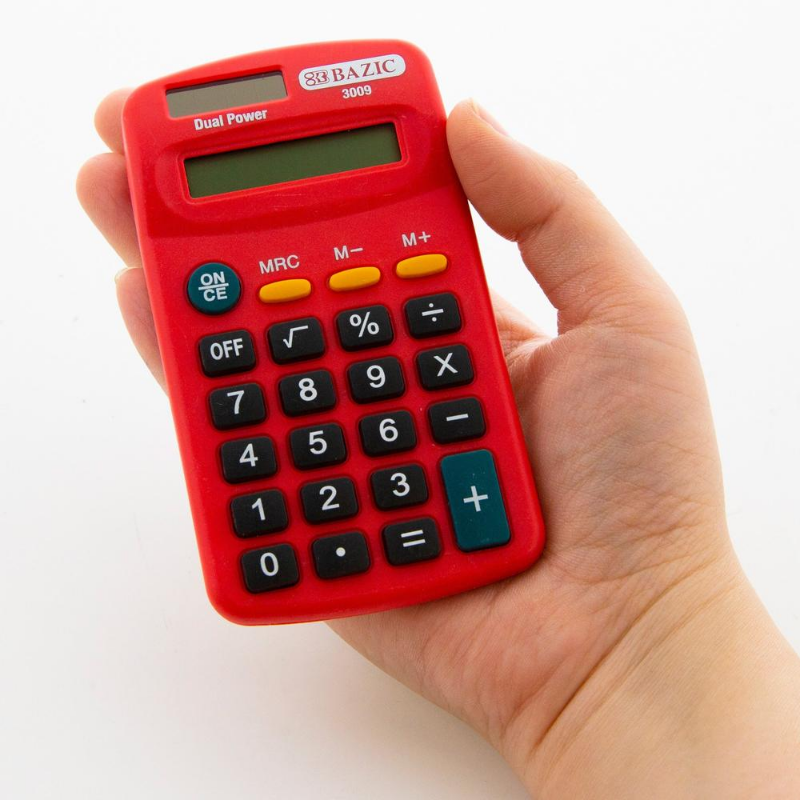 BAZIC 8-Digit Dual Power Pocket Size Calculator