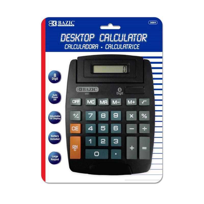 BAZIC 8-Digit Large Desktop Calculator w/ Adjustable Display