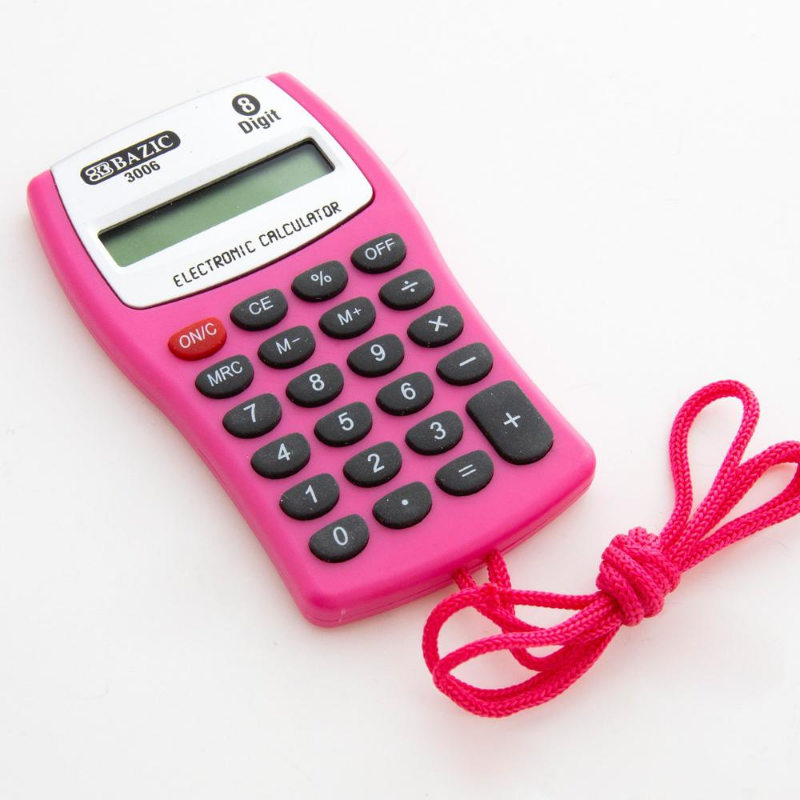 BAZIC 8-Digit Pocket Size Calculator w/ Neck String