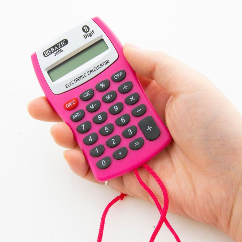 BAZIC 8-Digit Pocket Size Calculator w/ Neck String