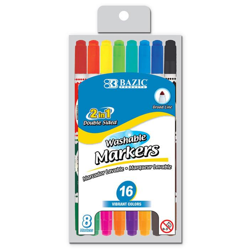 BAZIC 8 Double-Tip Washable Markers