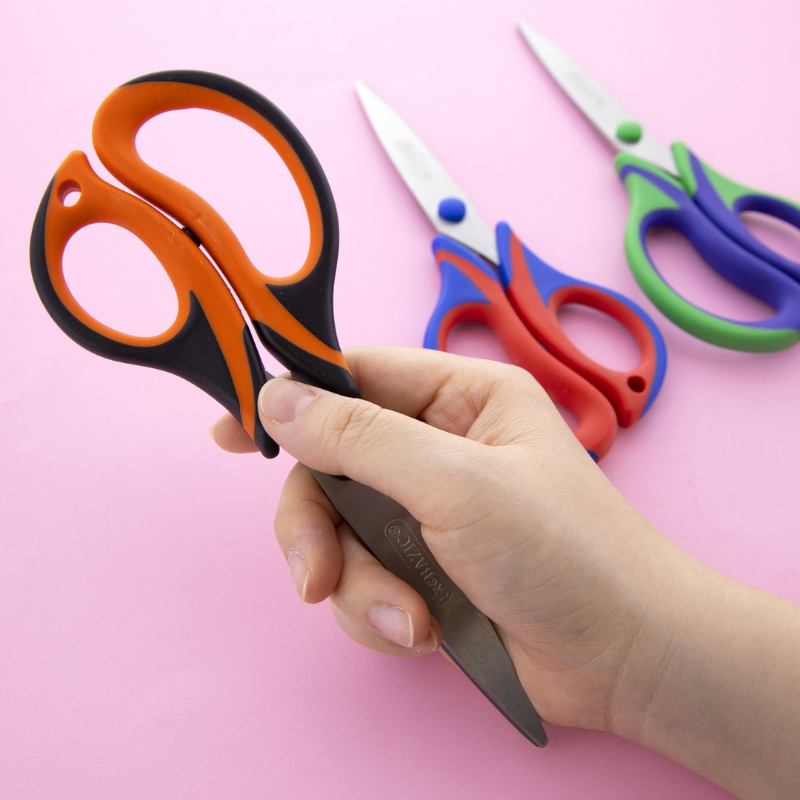BAZIC 8" Two-Tone Soft Grip Stainless Steel Scissors