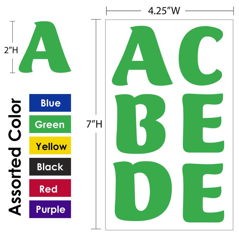 BAZIC 2" Assorted Color Alphabet & Numbers Stickers (10 Sheets)