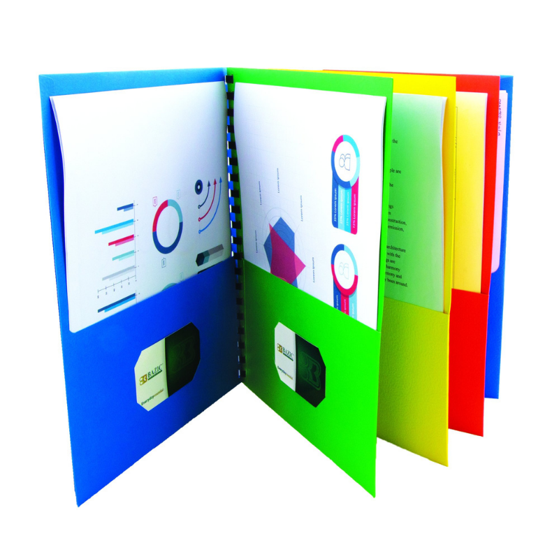 BAZIC Assorted Colour 8-Pockets Folder