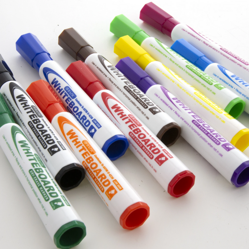 BAZIC Assorted Colour Chisel Tip Dry-Erase Markers (12/Pack)