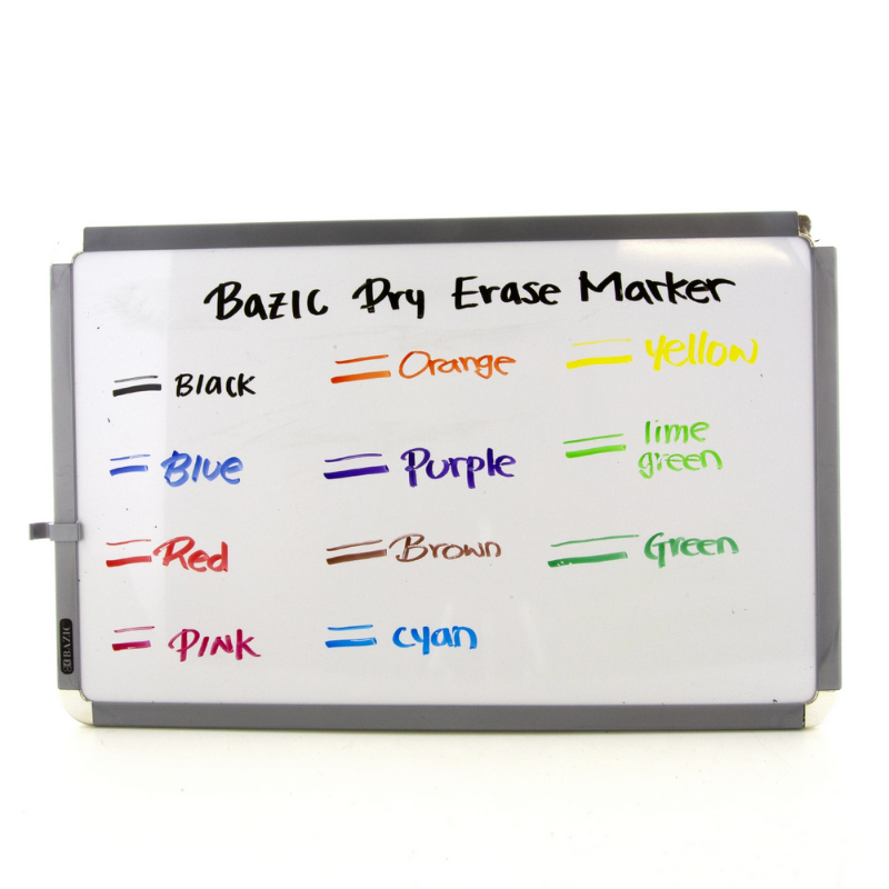 BAZIC Assorted Colour Chisel Tip Dry-Erase Markers (12/Pack)
