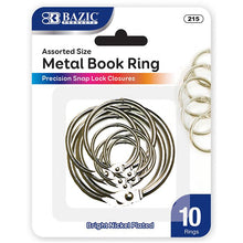 Load image into Gallery viewer, BAZIC Assorted Size Metal Book Rings (10/Pack)
