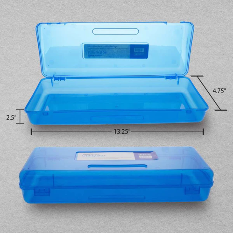 BAZIC Bright Colour Ruler Length Multipurpose Utility Box / Pencil Case