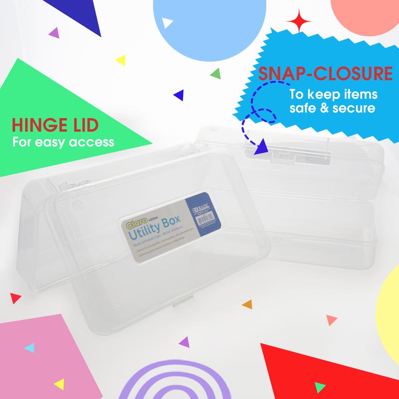 BAZIC Clear Plastic Multipurpose Utility Box / Pencil Case