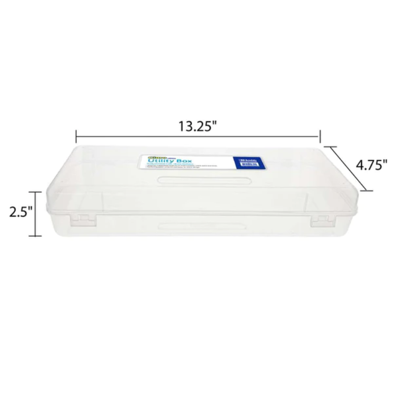 BAZIC Clear Ruler Length Multipurpose Utility Box / Pencil Case